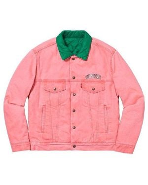 Supreme Fw18 X Levs Quilted Reversible Trucker Jacket - Pink