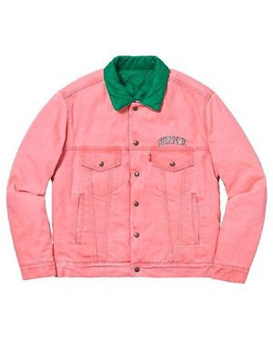 Supreme Fw18 X Levs Quilted Reversible Trucker Jacket - Pink