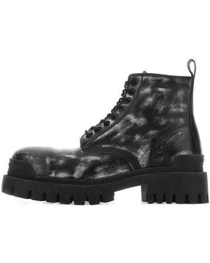 Balenciaga Strike Ankle Boots 'Washed Out Leather' - Black