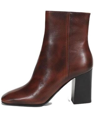 Prada (Wmns) Leather Square Toe Ankle Pumps - Brown