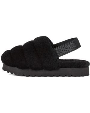 UGG (Wmns) Bulky Silhouette Fluff Slippers - Black
