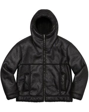 Supreme Faux Shearling Hooded Jacket - Black