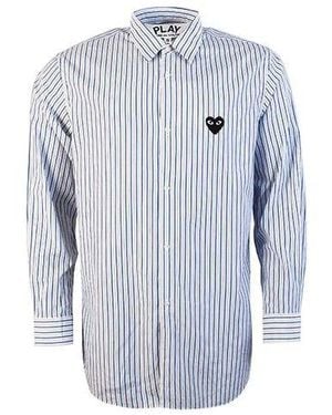 COMME DES GARÇONS PLAY Striped Shirt Emblem - Blue