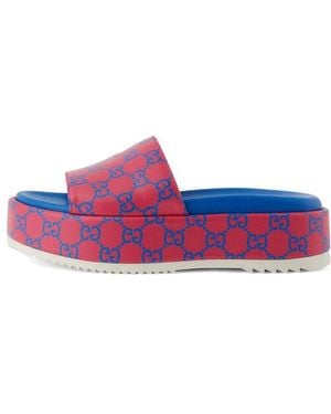 Gucci (Wmns) Platform Slide Sandal 'Jumbo Gg -Fuchsia' - Pink