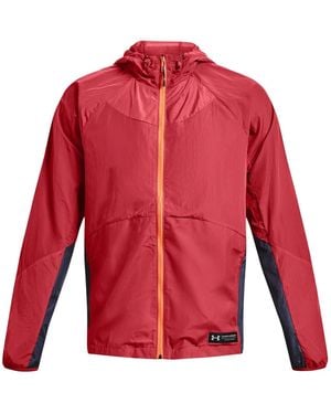 Under Armour Rush Woven Full Zip Jacket 'Coral' - Red