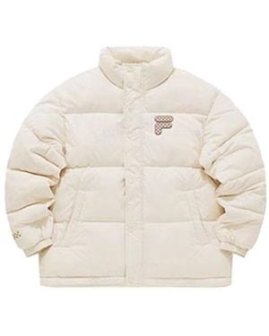 Fila Logo Printed Down Jacket - Natural