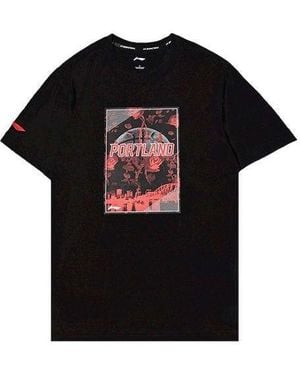 Li-ning Basketball Series Logo Pattern Short Sleeve - Black