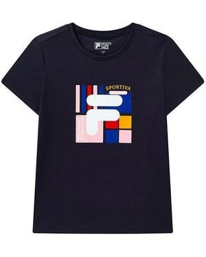 Fila (Wmns) Cotton Casual Short Sleeve - Blue