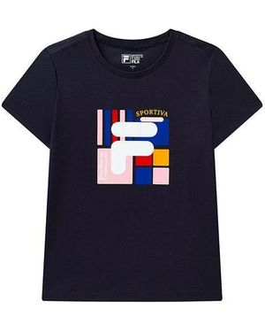 Fila (Wmns) Cotton Casual Short Sleeve - Blue