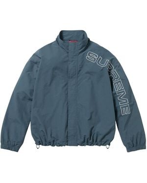 Supreme Spelled Out Embroidered Track Jacket - Blue