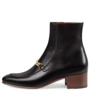 Gucci Black Interlocking G Chain Ankle Boots