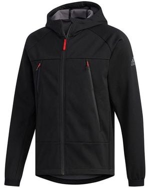 adidas Softshell Ho Outdoor Casual Sports Hooded Jacket - Black