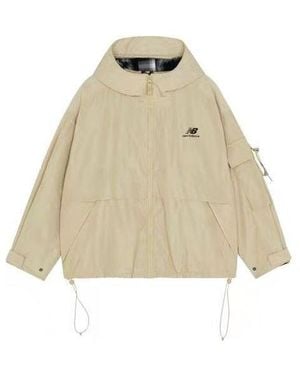 New Balance (Wmns) Logo Printing Woven Hooded Track Jacket - Natural