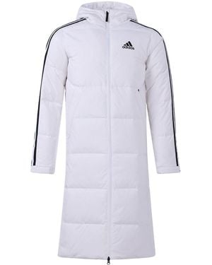 adidas 3St Long Coat Outdoor Sports Hooded Stay Warm Down Jacket - Blue