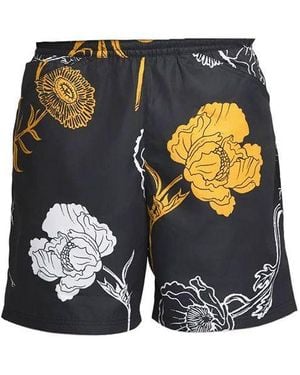 Nike Flowers Printing Full Print Straight Casual Shorts - Blue