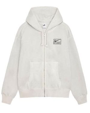 Nike X Stussy Ss24 Full-Zip Fleece Hoodie in Gray for Men | Lyst