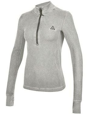 Nike (Wmns) Acg Steeple Rock Half Zipper Slim Fit Long Sleeves T-Shirt - Grey
