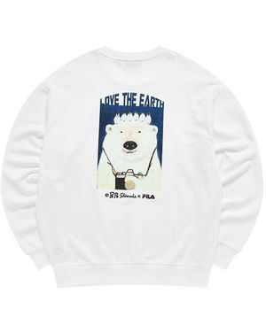 Fila X Pepe Shimada Crossover Cartoon Printing Sports Round Neck Pullover - Blue