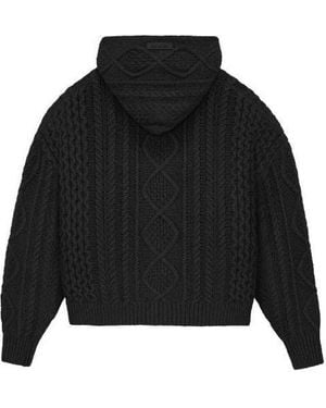 Fear Of God Fw23 Cable Knit Hoodie 'Jet' - Black
