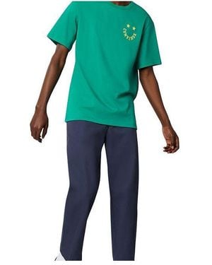 Converse Smiling Face Pattern Sports Short Sleeve - Green