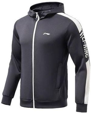 Li-ning Logo Training Full Zip Hooded Jacket 'Ink' - Blue