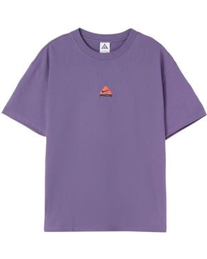 Nike Acg Solid Colour Small Logo Round Neck Casual Short Sleeve - Purple