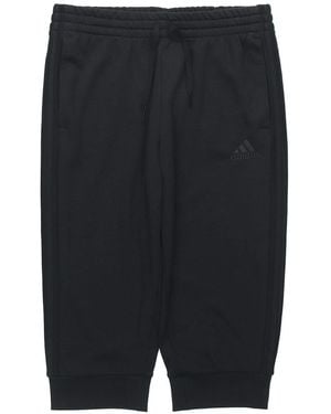 adidas M 3S Ft Tc 34Pt Embroidered Logo Stripe Knit Bundle Feet Cropped Trousers - Black