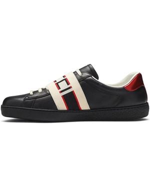 Gucci 523469 Ace Shoes Calf-skin Leather Casual Trainers (GGM1715) - Black