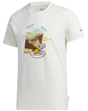 adidas Neo X M Gdtm Tee Crossover Printing Round Neck Sports Short Sleeve - White