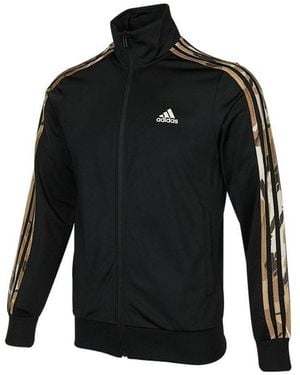 adidas 3S Tt Tric Camouflage Stripe Sports Knit Stand Collar Jacket Autumn - Black