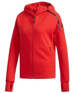 adidas Casual Sports Zipper Hooded Jacket - Red