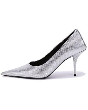 Balenciaga (Wmns) Embossed Square Knife Court Shoes - Metallic