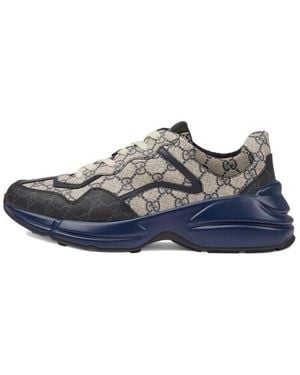 Gucci Rhyton gg-print Leather And Canvas Trainers - Blue