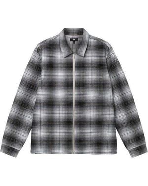 Stussy Paul Shadow Plaid Zip Shirt - Grey