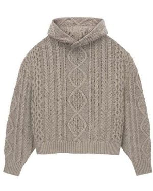 Fear Of God Fw23 Cable Knit Hoodie 'Core Heather' - Grey