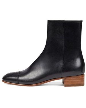 Gucci (Wmns) Goatskin Hills Logo Ankle Boots - Black