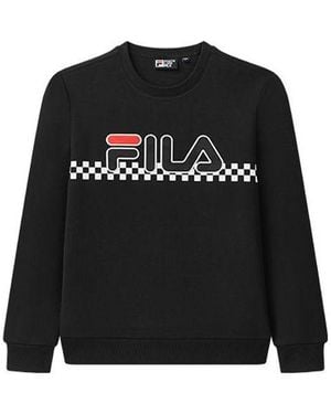 Fila Logo Plaid Pullover Round Neck - Black