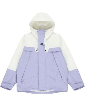 New Balance Logo Embroidered Colorblock Hooded Jacket Couple Style - Blue