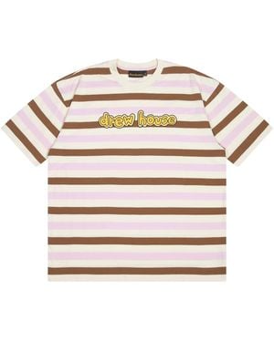 Drew House Cartoon Font T-Shirt 'Neapolitan Stripe' - Natural