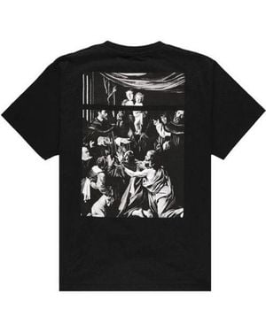 Off-White c/o Virgil Abloh Ss20 Caravaggio Square Back Logo-Print Loose Short Sleeve - Black