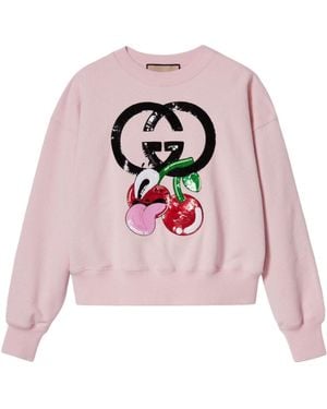 Gucci (Wmns) Cotton Jersey Sweatshirt With Embroidery - Pink