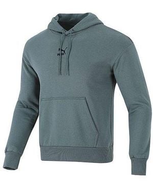 PUMA Classics Oversized Casual Sports Drawstring Hooded Long Sleeves - Blue