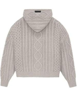 Fear Of God Fw23 Cable Knit Hoodie Cloud' - Grey