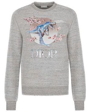 Dior Tyrannosaurus Rex Cherry Blossom Zipper Jumper - Grey