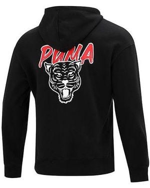 PUMA Logo Printing Round-Neck Sweatshirt - Black