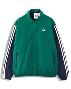 adidas Originals Trefoil Coach Colorblock Logo Casual Jacket - Green