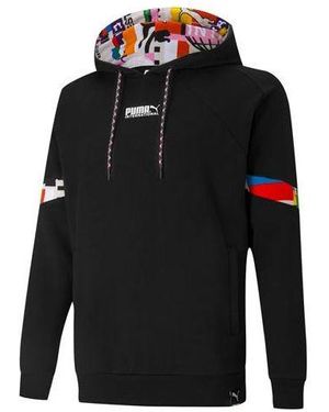 PUMA Intl Sports Stitching Printed Hooded Sweatshirt - Black
