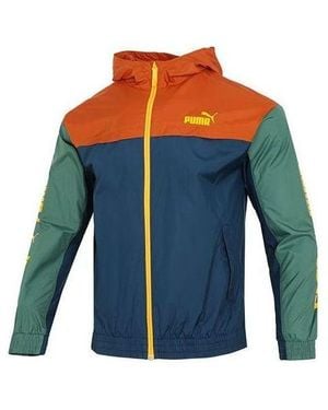 PUMA Colourblock Hooded Windbreaker Logo - Blue