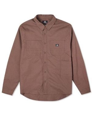 Converse Carpenter Pocket Button Down Long Sleeve Shirt 'Brazil Nut' - Brown