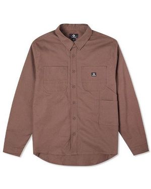 Converse Carpenter Pocket Button Down Long Sleeve Shirt 'Brazil Nut' - Brown